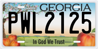 GA license plate PWL2125