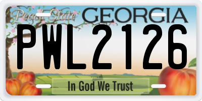 GA license plate PWL2126
