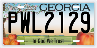 GA license plate PWL2129