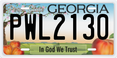 GA license plate PWL2130
