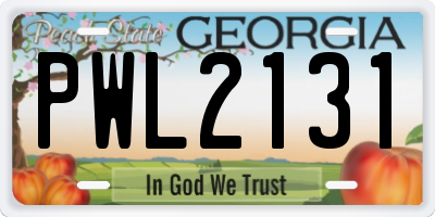 GA license plate PWL2131