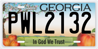GA license plate PWL2132