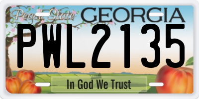 GA license plate PWL2135