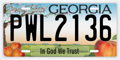GA license plate PWL2136