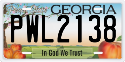 GA license plate PWL2138