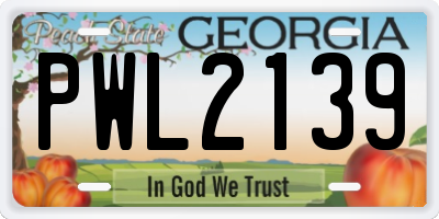 GA license plate PWL2139