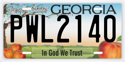 GA license plate PWL2140