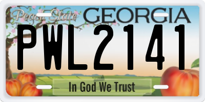 GA license plate PWL2141