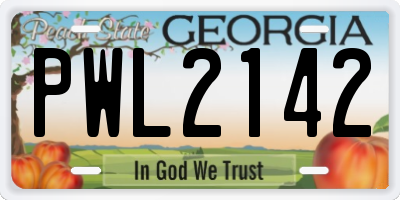 GA license plate PWL2142