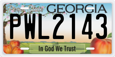 GA license plate PWL2143
