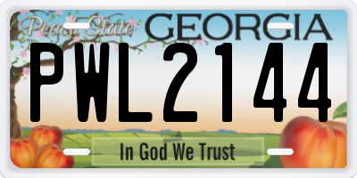 GA license plate PWL2144