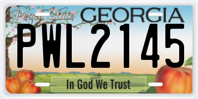 GA license plate PWL2145
