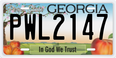 GA license plate PWL2147