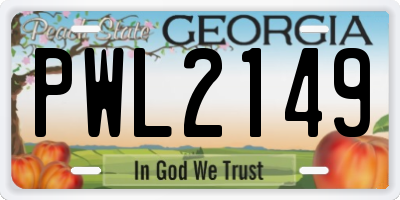 GA license plate PWL2149
