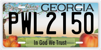 GA license plate PWL2150