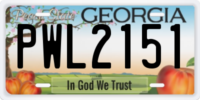 GA license plate PWL2151