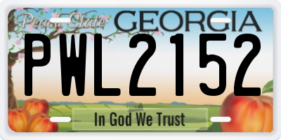 GA license plate PWL2152