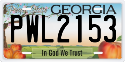 GA license plate PWL2153
