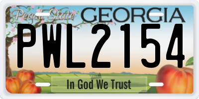 GA license plate PWL2154