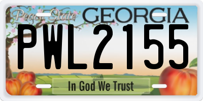 GA license plate PWL2155