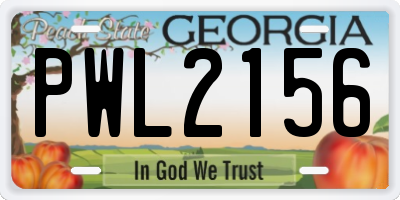 GA license plate PWL2156
