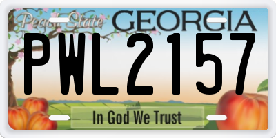 GA license plate PWL2157
