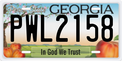 GA license plate PWL2158
