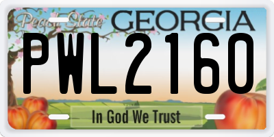 GA license plate PWL2160
