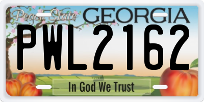 GA license plate PWL2162
