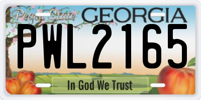 GA license plate PWL2165