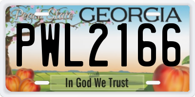 GA license plate PWL2166