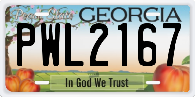 GA license plate PWL2167