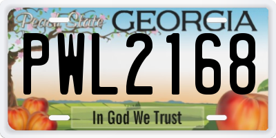 GA license plate PWL2168