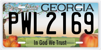 GA license plate PWL2169