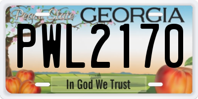 GA license plate PWL2170