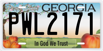GA license plate PWL2171