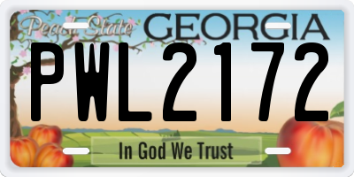 GA license plate PWL2172