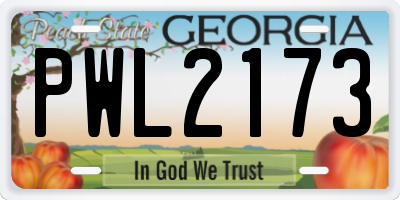 GA license plate PWL2173