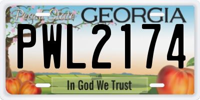 GA license plate PWL2174