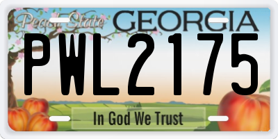 GA license plate PWL2175