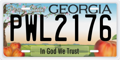 GA license plate PWL2176