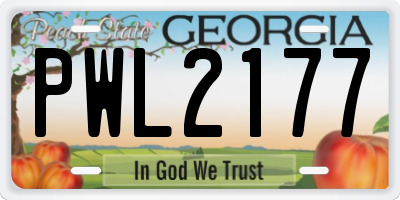 GA license plate PWL2177