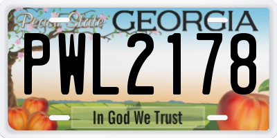 GA license plate PWL2178