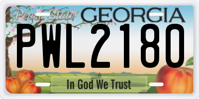 GA license plate PWL2180