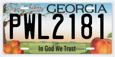 GA license plate PWL2181