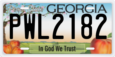 GA license plate PWL2182