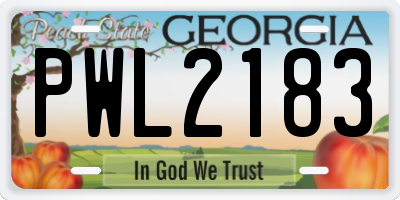 GA license plate PWL2183