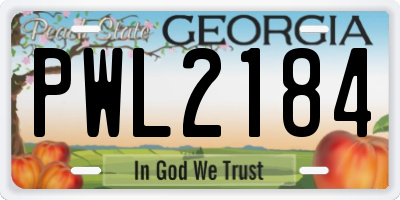 GA license plate PWL2184