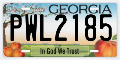 GA license plate PWL2185