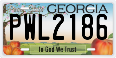 GA license plate PWL2186